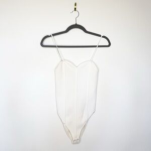 Zara Women Ecru Knitted Bodysuit  - Size M - Cream